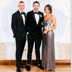 Jenny Yoo Dresses - Jenny Yoo Jules Sequin Gown Charcoal / Silver Jenny Yoo Dresses - Jenny Yoo Jules Sequin Gown Charcoal / Silver